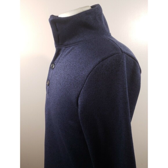 H2H Sweater Mens Medium Pullover Casual 1/4 Button Blue Knit Thick Polyester - Picture 9 of 12